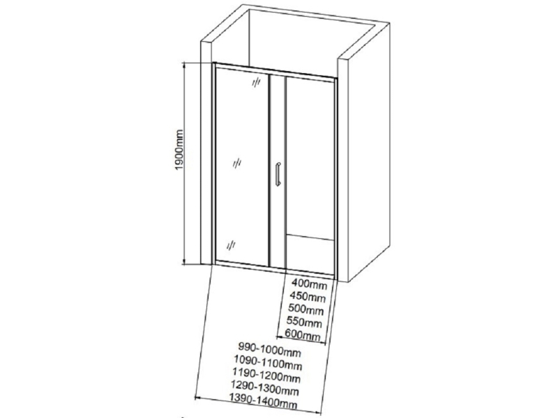 Купить Душевая дверь в нишу Aquanet SD, 100 x 190 см, стекло прозрачное, профиль хром, SD-1000A