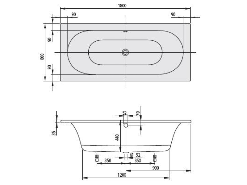 Купить Ванна Villeroy&Boch LOOP&FRIENDS SQUARE Duo UBA180LFS2V-01, 180 х 80 см, акрил