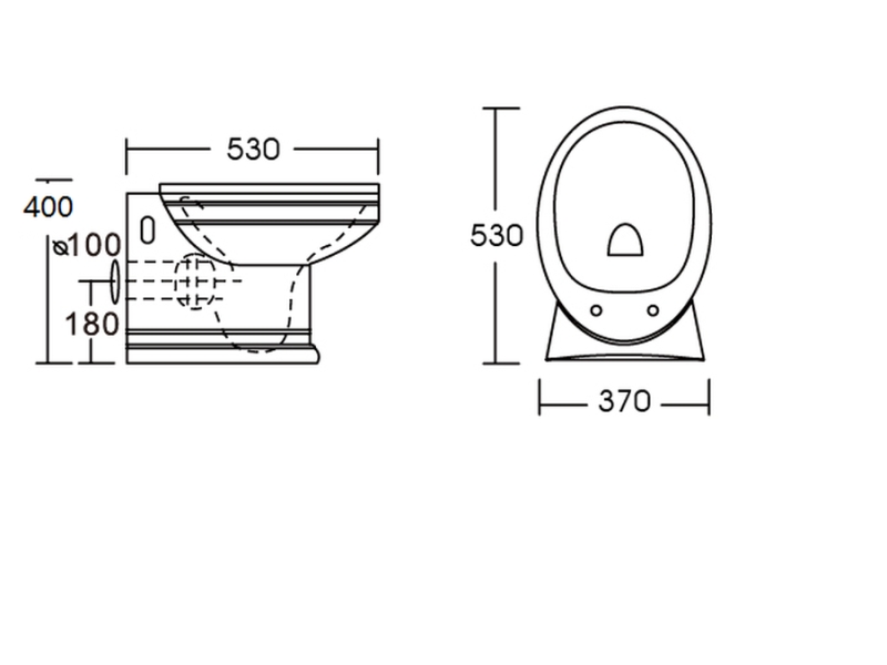 Купить Приставной унитаз CeramaLux Lux Classic 4287 37 х 53 х 40 см безободковый, сиденье DP, Soft Close, белый, хром