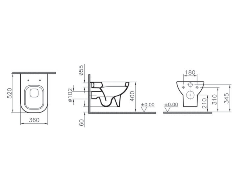 Купить Подвесной унитаз Vitra Retro, белый, 5160B003-0075