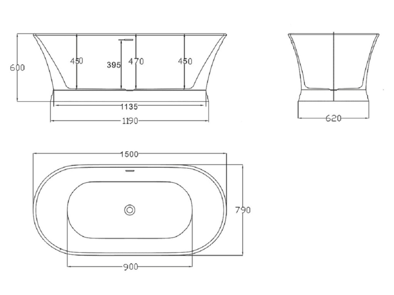 Купить Ванна акриловая BelBagno BB402-1500-790, 150 х 80 см