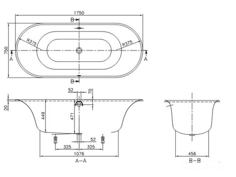 Купить Квариловая ванна Villeroy&Boch Cetus 175 x 75 см UBQ175CEU7V-01 цвет белый (alpin)