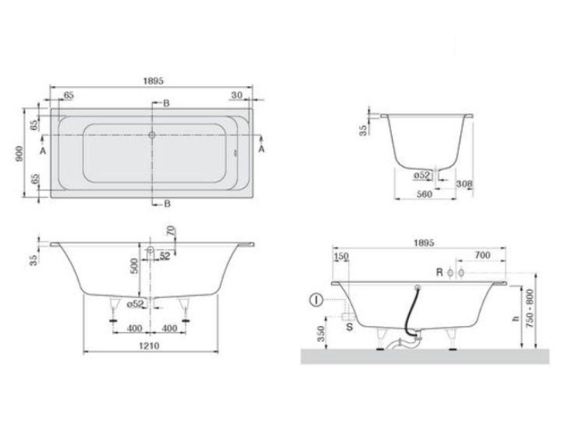 Купить Акриловая ванна Villeroy&Boch Omnia Architectura 190 x 90 см UBA199ARA2V-01