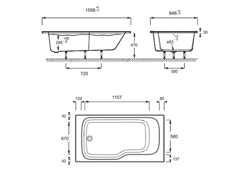 Купить Ванна акриловая Jacob Delafon Bain Douche Malice E6D066R-00, 160 х 85 см