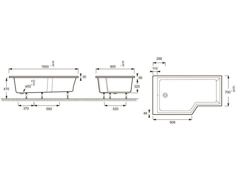 Купить Ванна акриловая Jacob Delafon Bain Douche Malice E6D066R-00, 160 х 85 см