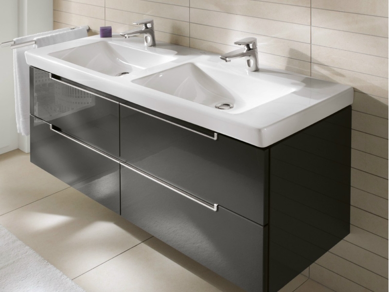 Купить Тумба под раковину Villeroy&Boch Subway 2.0 A697 00FQ, дуб графит, Ш98,7*В52*Г44,9 см