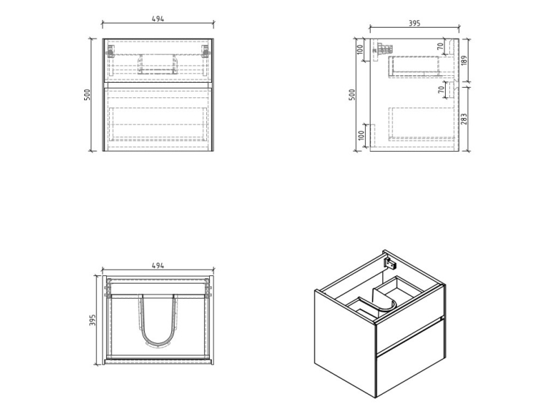 Купить Тумба под раковину BelBagno Pietra Mini PIETRA MINI-500AS-2C-SO-SCM 50 см, серый (Stucco Cemento)