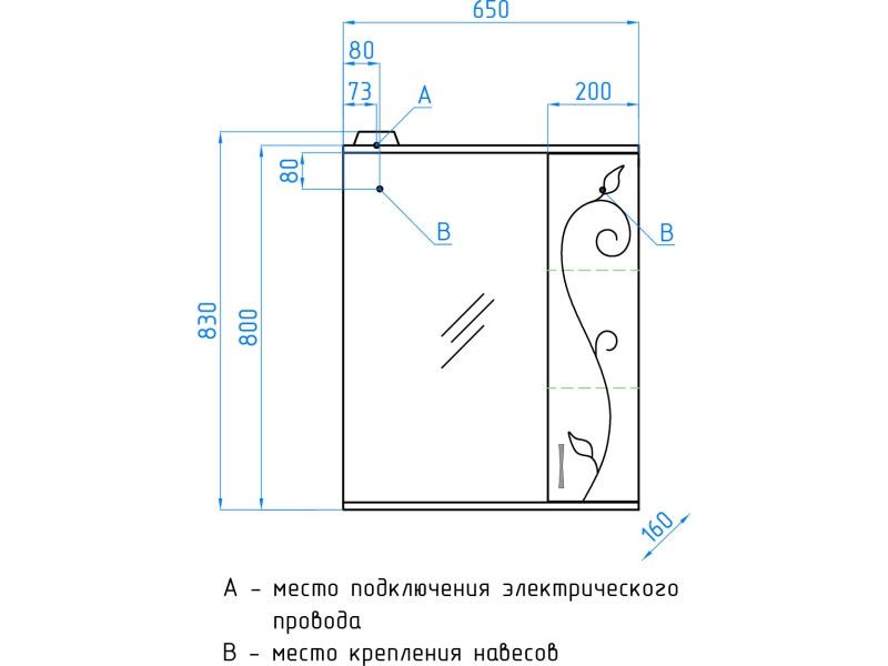 Купить Зеркало-шкаф Style Line Эко Фьюжн Панда 65/С ЛС-00000078, 65 см, правое, подвесное, белое