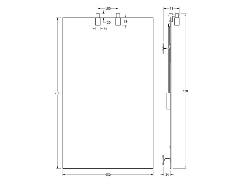 Купить Зеркало Ellux Artic ART-B2 0204, 45 x 75 см, со светильниками