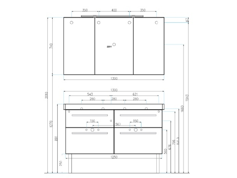 Купить Тумба под раковину Villeroy&Boch 2DAY2 A979 00E4 130 см, белая