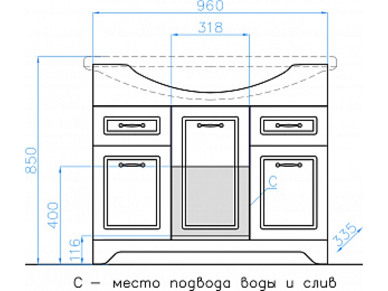 Купить Тумба под раковину Style Line Олеандр-2 100 ЛС-00000584 Люкс, 100 см, напольная, белая