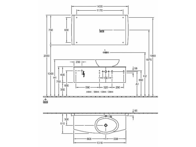 Купить Тумба под раковину Villeroy&Boch Aveo A844 GF GG дуб