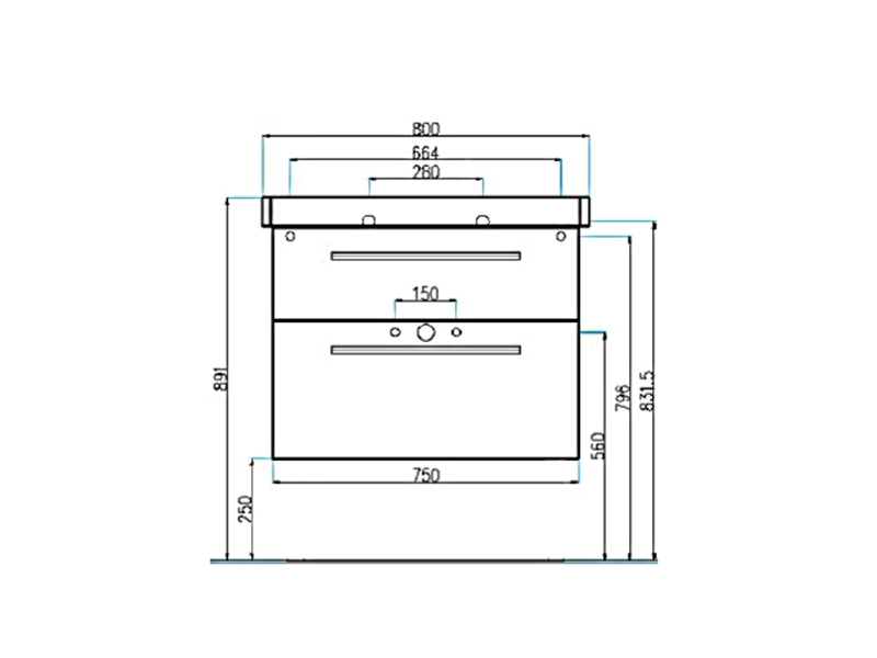 Купить Тумба под раковину Villeroy&Boch 2DAY2 A98000E6 75 см, серая