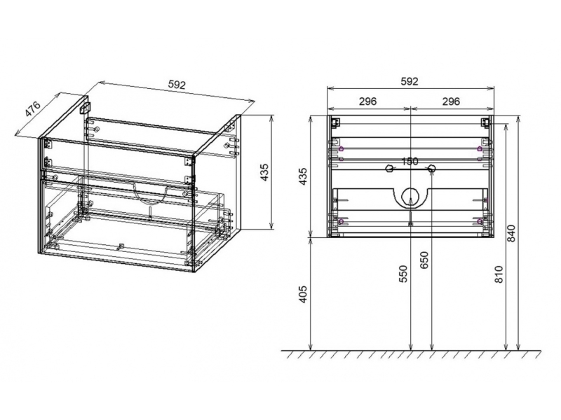 Купить Тумба под раковину Vincea Chiara 60 см, подвесная, серый камень (G.Stone), VMC-2C600GS