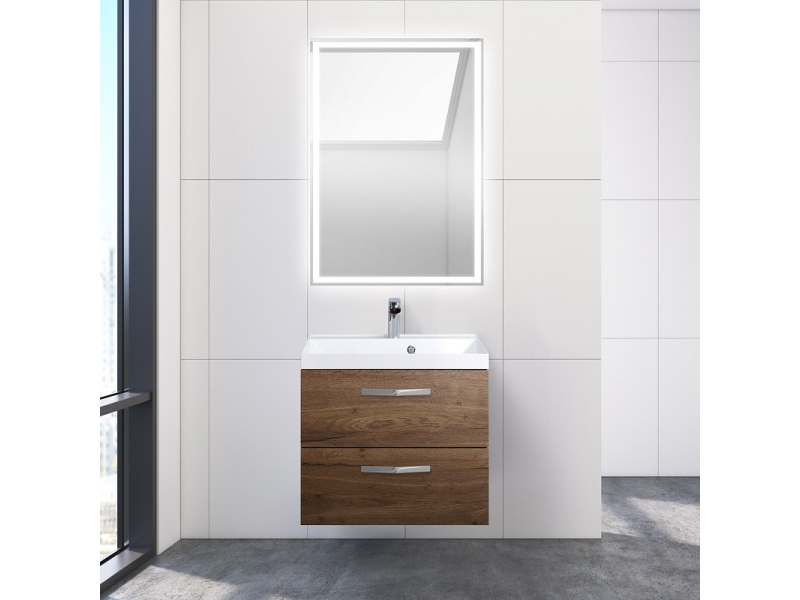 Купить Тумба под раковину BelBagno Aurora 60 см, подвесная, цвет Rovere Tabacco, Aurora-600-2C-SO-RT