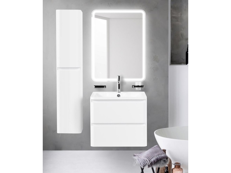 Купить Тумба под раковину BelBagno Albano 70, подвесная, цвет Bianco Lucido, Albano-700-2C-SO-BL