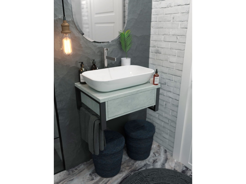 Купить Тумба 1Marka Grunge Loft 60П, бетон светлый, Ц0000001582