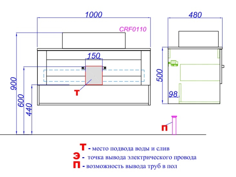 Купить Тумба под раковину Aqwella Craft 100 см подвесная, дуб балтийский, CRF0110DB