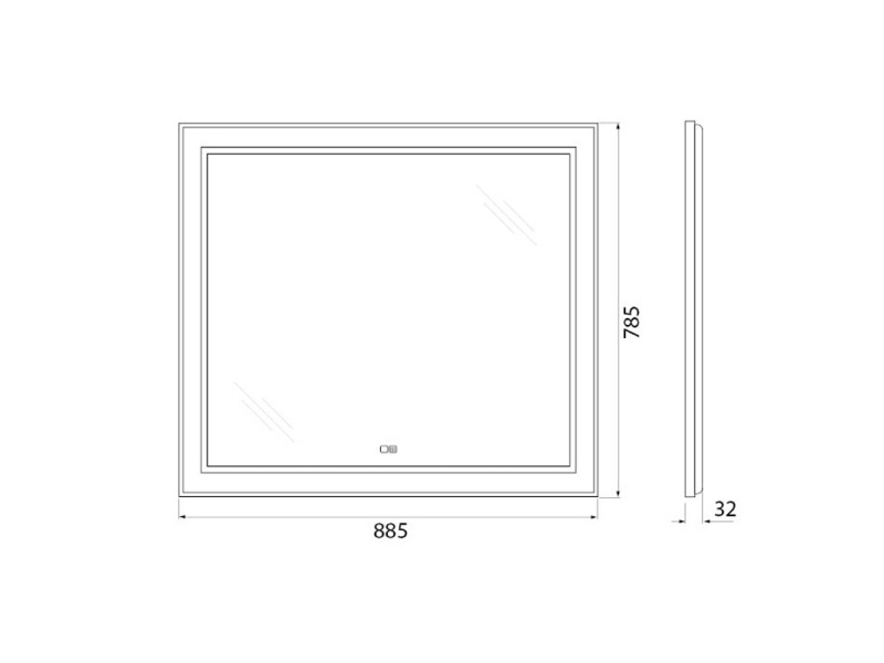 Купить Зеркало BelBagno Kraft SPC-KRAFT-885-785-TCH-WARM-NERO 88.5 см, светодиодная подсветка, с сенсорным выключателем, с подогревом, черный