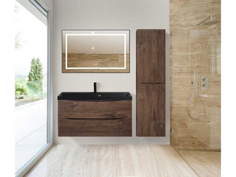 Купить Зеркало BelBagno Kraft SPC-KRAFT-985-685-TCH-WARM-NERO 98.5 см, светодиодная подсветка, с сенсорным выключателем, с подогревом, черный