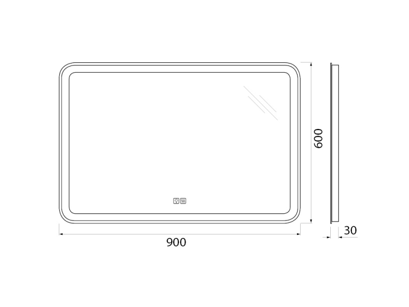 Купить Зеркало BelBagno Marino SPC-MAR-900-600-LED-TCH-WARM 90 см, светодиодная подсветка, с сенсорным выключателем, с подогревом