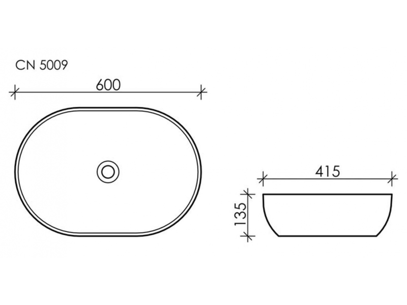 Купить Раковина Ceramica Nova CN5009 60 x 41.5 x 13.5 см, накладная, овальная, без перелива