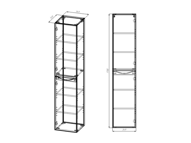 Купить Пенал Vincea Mia 35 см, подвесной, дерево, левый/правый, VSC-2M170RW-L/R