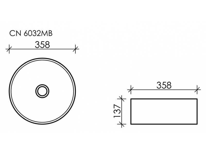 Купить Раковина Ceramica Nova Element CN6032MB 35.8 x 35.8 x 13.7 см, накладная, круглая, без перелива