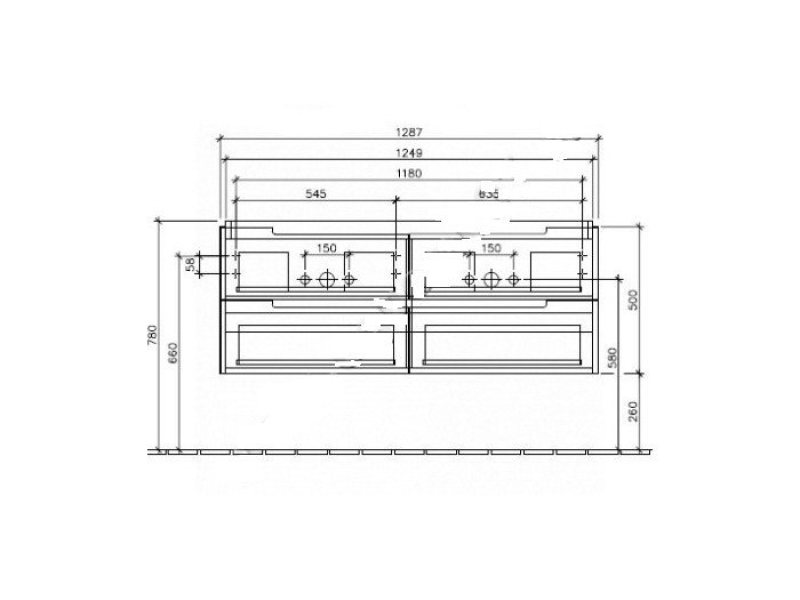 Купить Тумба под раковину Villeroy&Boch Subway 2.0 A69800FP, Glossy Grey, 128,7 см