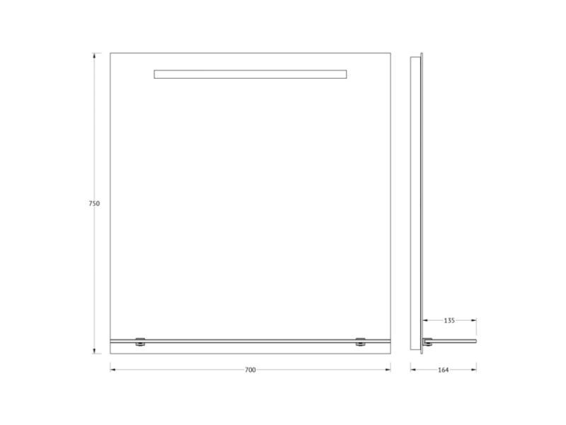 Купить Зеркало с полочкой и LED-светильником Evoform Ledline-S BY 2155 70х75 см