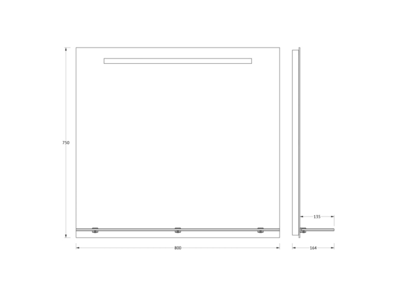 Купить Зеркало с полочкой и LED-светильником Evoform Ledline-S BY 2156 80х75 см