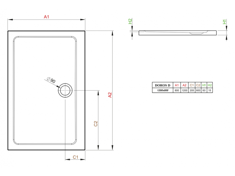 Купить Поддон для душа Radaway Doros D, 120 x 80 см, прямоугольный, SDRD1280-01