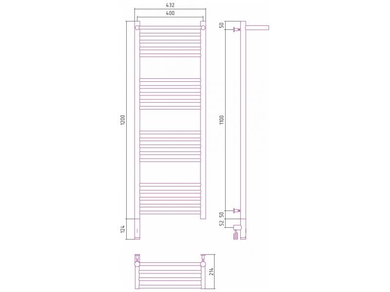 Купить Полотенцесушитель электрический Сунержа Богема 3.0 1200 x 400 с полкой, ширина 43.2 см, высота 132.4 см, сатин, L/R