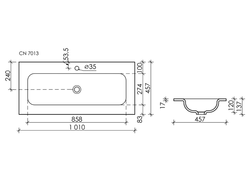 Купить Раковина Ceramica Nova Element встраиваемая, 101 х 45.7 см, белый, CN7013