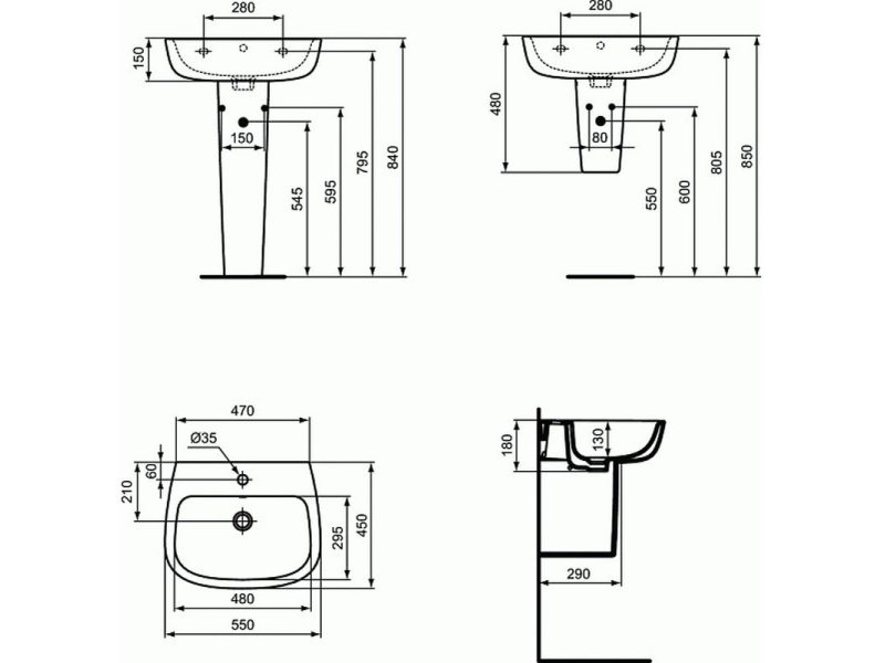 Купить Раковина Ideal Standard Esedra 55 см, T279901