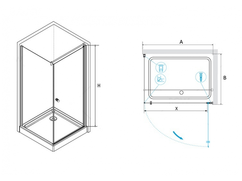 Купить Душевой уголок RGW PA-33, 04083399-11, 90 х 90 x 185 см, дверь распашная, стекло прозрачное, хром