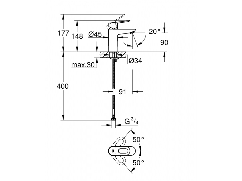 Купить Смеситель для раковины Grohe BauLoop 23337000, гладкий корпус