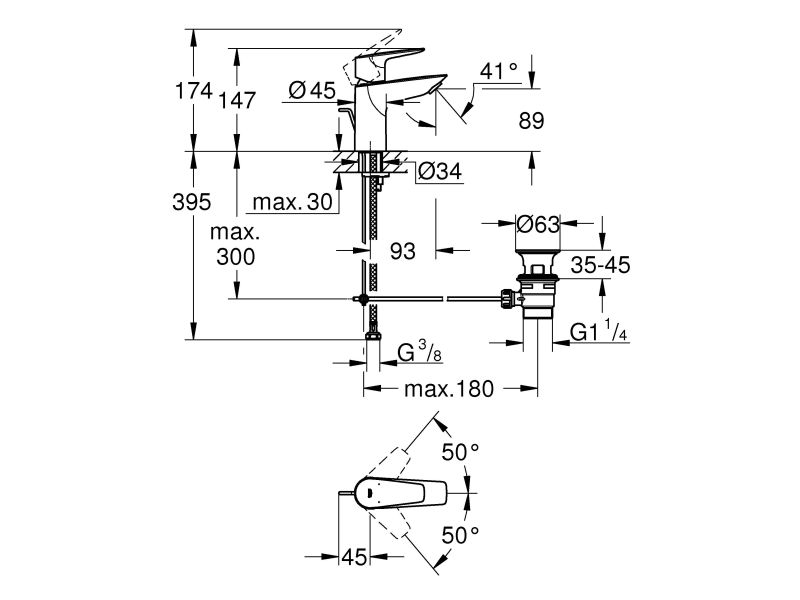 Купить Смеситель для раковины Grohe BauEdge 23328000