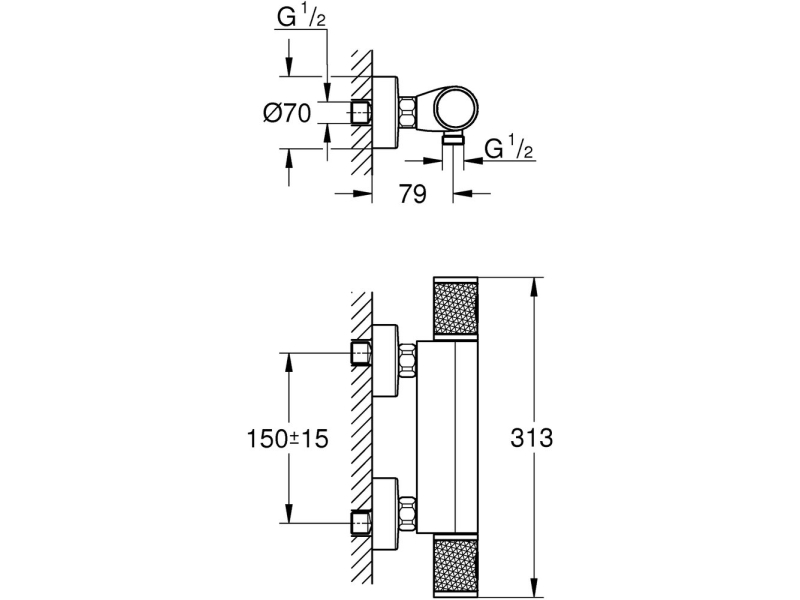 Купить 34776000 Grohtherm 1000 Performance Термостат для душа, внешний монтаж 1/2