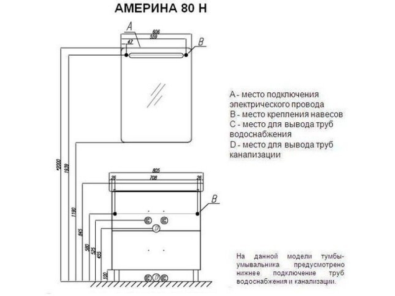 Купить 1A1694K1AM010 Набор: 1A169401AM010 Тумба-умывальник Америна 80 Н/ 1WH302084 Раковина Тигода