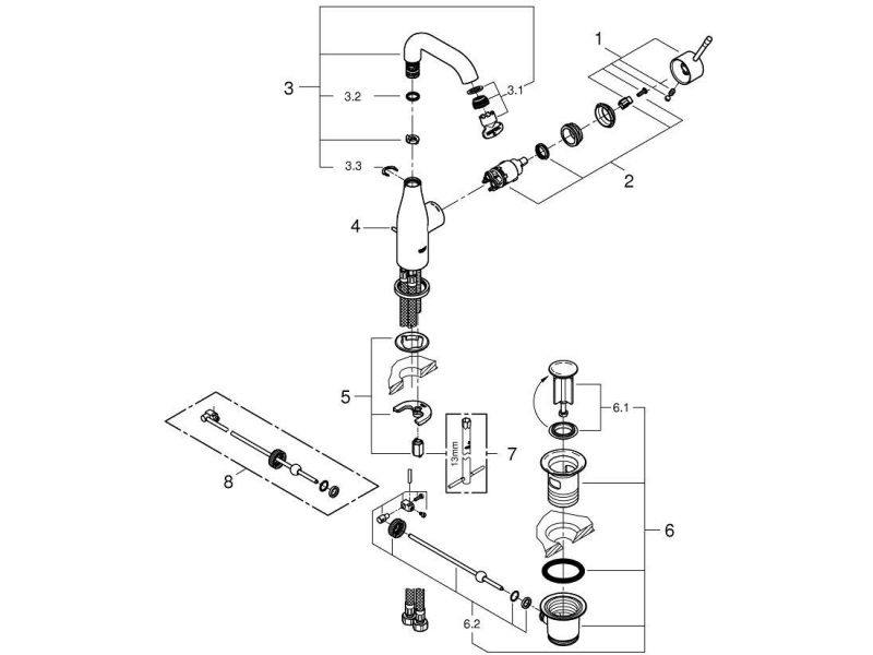 Купить Смеситель для раковины Grohe Essence 23462001