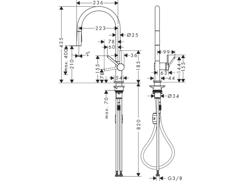 Купить Смеситель для кухни с вытяжным душем Hansgrohe M54 Talis 210 72800000