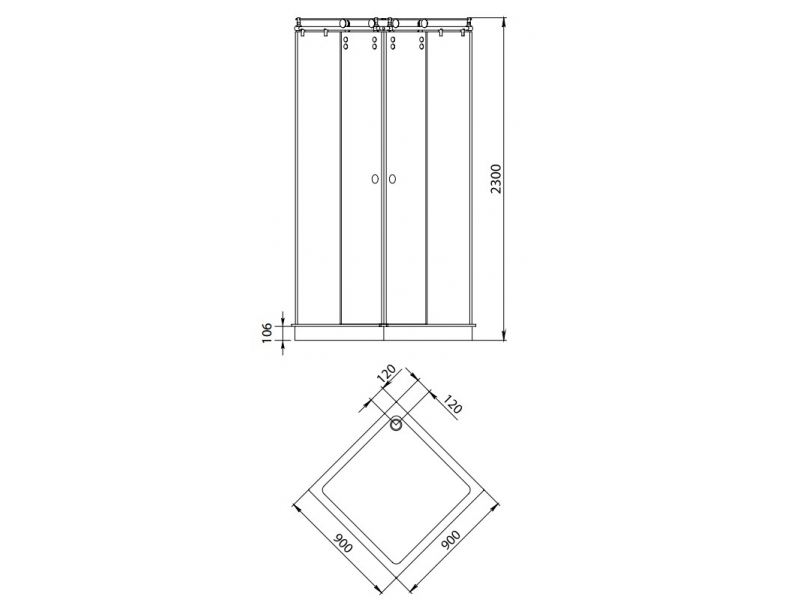 Купить Душевой уголок Aquanet Beta Cube 909-13 90 x 90 x 230 см, стекло тонированное (175253)