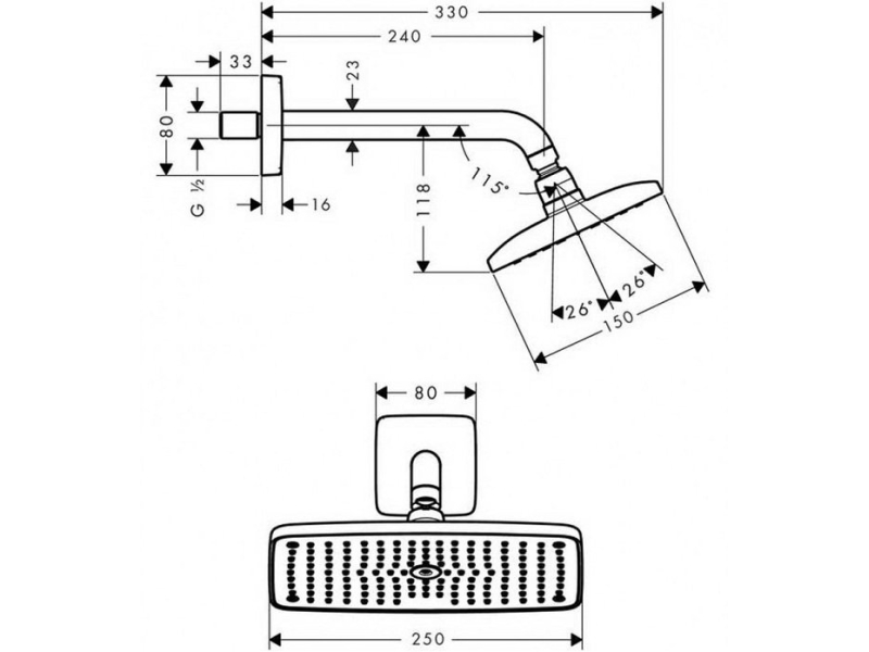 Купить Верхний душ Hansgrohe Raindance E 240 AIR 1jet 27370000