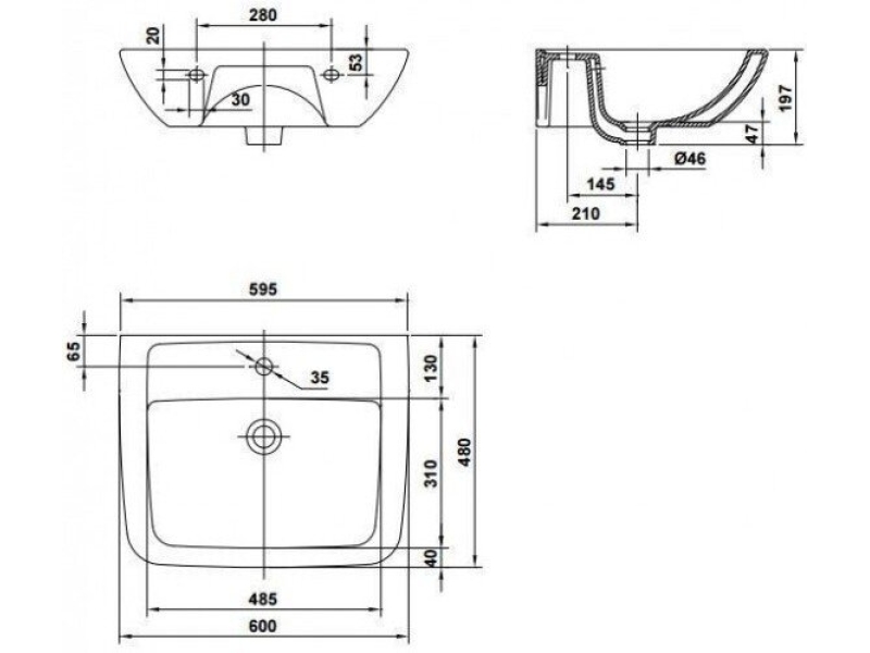 Купить 25030(72582) SMART раковина 60*48см с крепежом