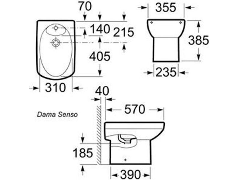 Купить Прямоугольное биде Roca Dama Senso 357514000