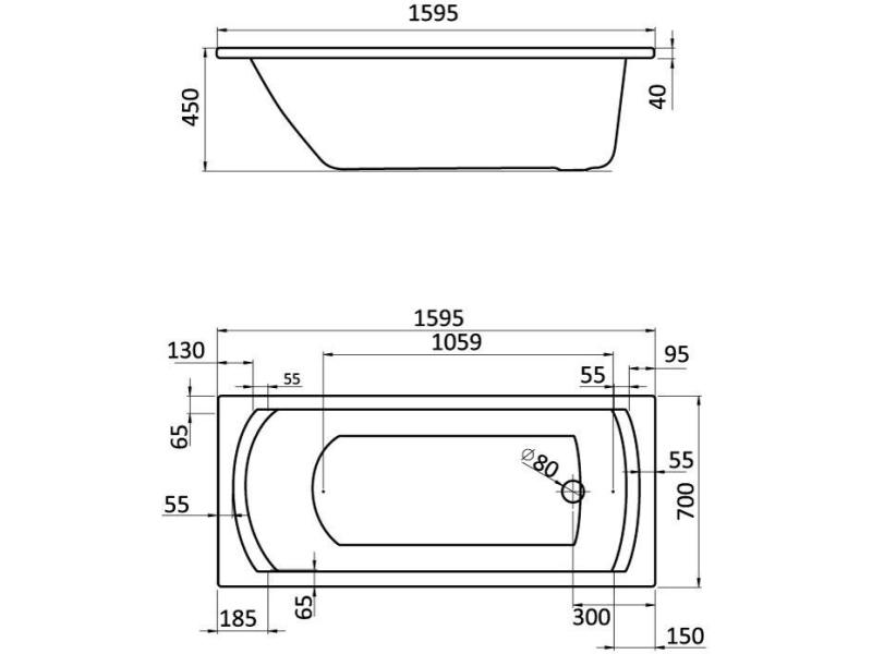 Купить Ванна акриловая Santek Монако 160x70 белая 1.WH11.1.977