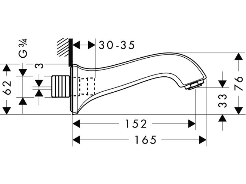 Купить Излив на ванну Hansgrohe Metris Classic 13413000