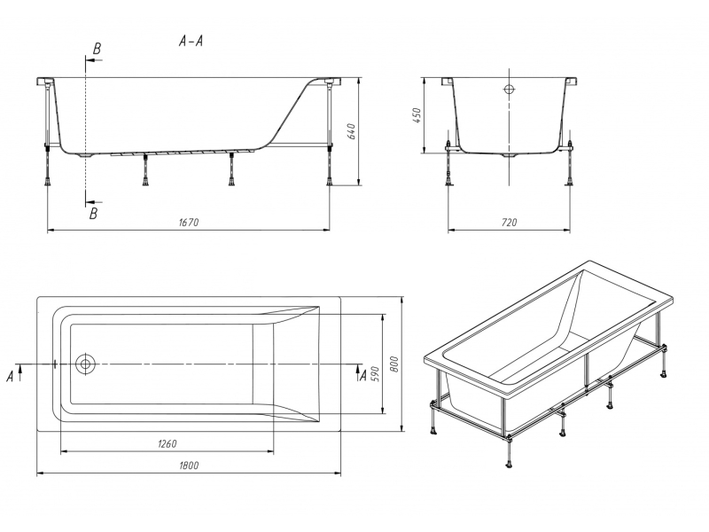 Купить Ванна Roca Easy 180x80 прямоугольная белая 248618000