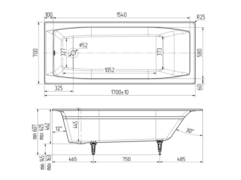 Купить Чугунная ванна Wotte Forma 1700х700 БП-э00д1468